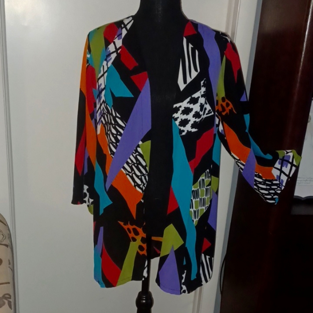 NWT Bob Mackie wearable art, Colorful Abstract Patterned Jacket. Size Medium